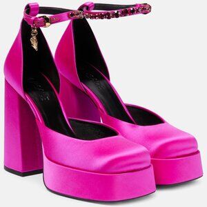 NEW Versace Medusa Aevitas pink satin platform pumps sz 7 $1,175